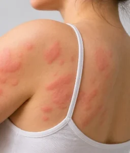 Urticaria con ronchas y picazón en la piel