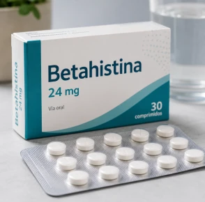 Caja y comprimidos de betahistina utilizados para tratar el vértigo
