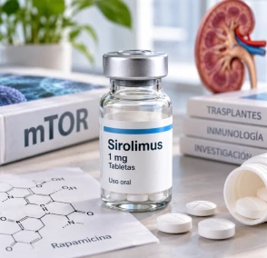 Sirolimus o rapamicina, medicamento inmunosupresor inhibidor de mTOR